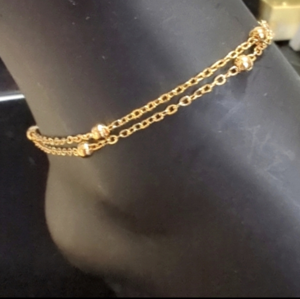 Ankle Bracelet Double Chain Intriguing Fashion Jewelry Gold